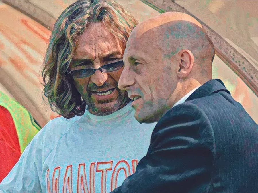 Mimmo di Carlo allenatore del Mantova - Illustrazione Tacchetti di Provincia