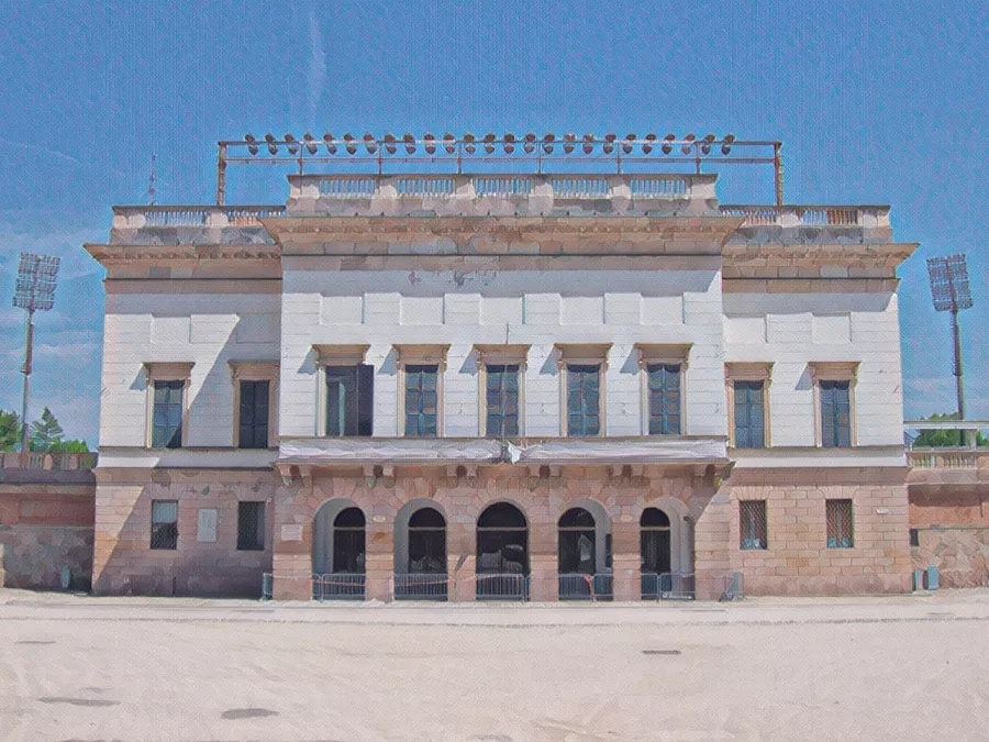 Entrata Arena Civica di Milano - Illustrazione Tacchetti di Provincia