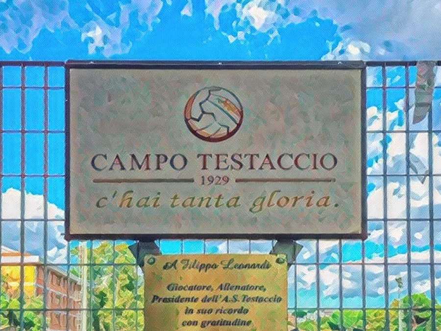 Targa Campo Testaccio - Illustrazione Tacchetti di Provincia