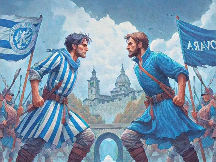 Derby del ticino - Novara Pro Patria - Illustrazione Tacchetti di Provincia