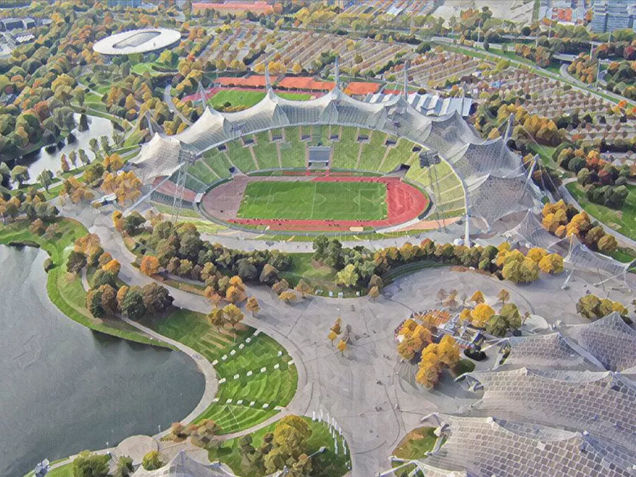 Olympiastadion - Monaco di Baviera - Illustrazione Tacchetti di Provincia