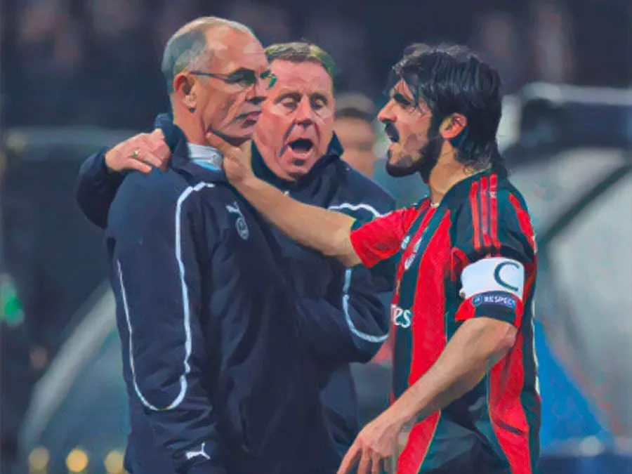 Gattuso contro Joe Jordan dopo Milan Tottenham 2011
