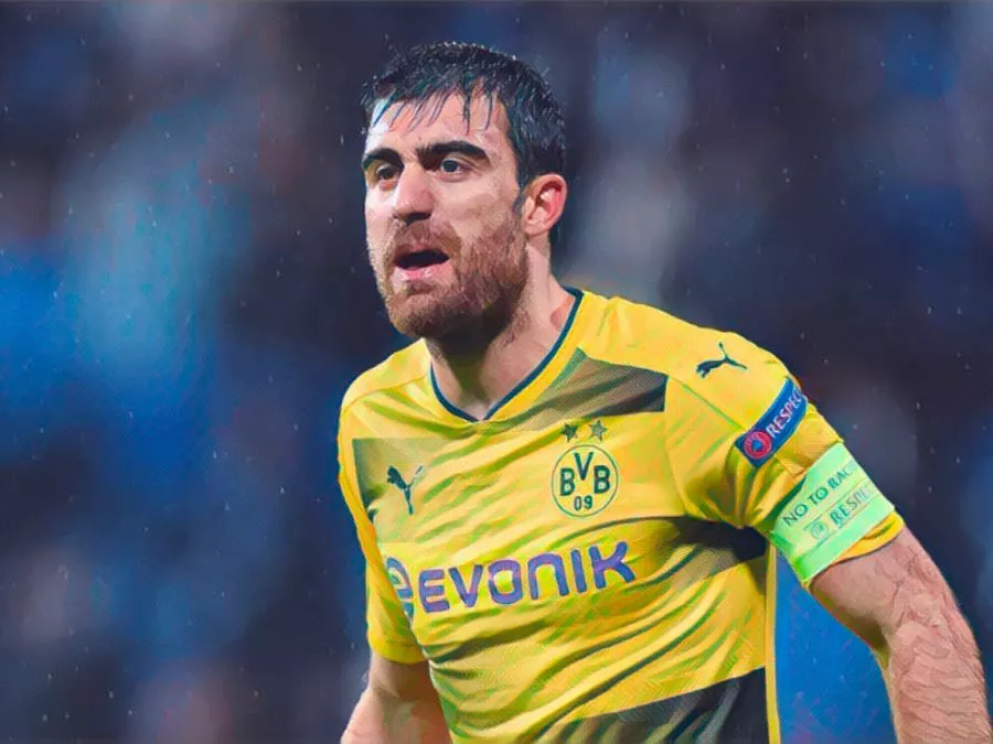 Sokratis Papastathopoulos in maglia Borussia Dortmund durante l’era Klopp in Bundesliga