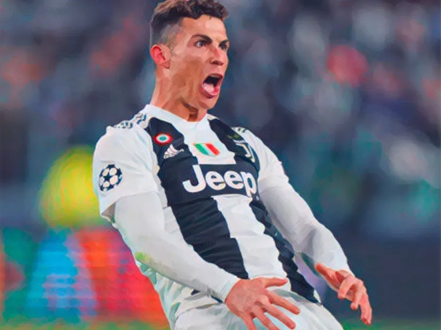 Cristiano Ronaldo esulta dopo la tripletta contro l’Atletico Madrid il 12 marzo 2019 allo Stadium