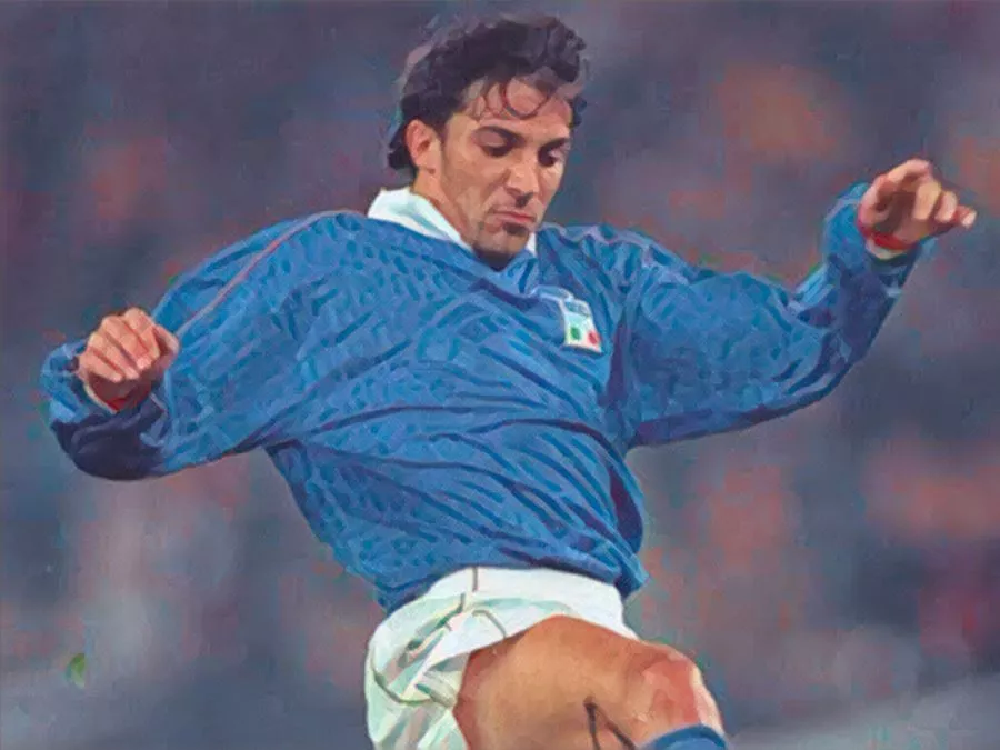 Alessandro Del Piero con la maglia della Nazionale italiana durante Italia Estonia 1995
