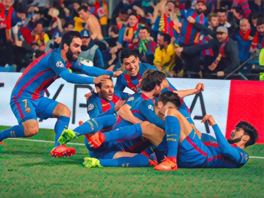 Sergi Roberto segna il gol del 6-1 in Barcellona PSG Champions League 2017