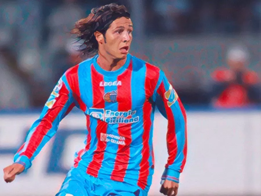 Marco Biagianti con la maglia del Catania durante gli inizi della sua carriera in Serie A