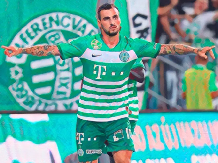 Davide Lanzafame con la maglia del Ferencvaros durante il periodo in Ungheria