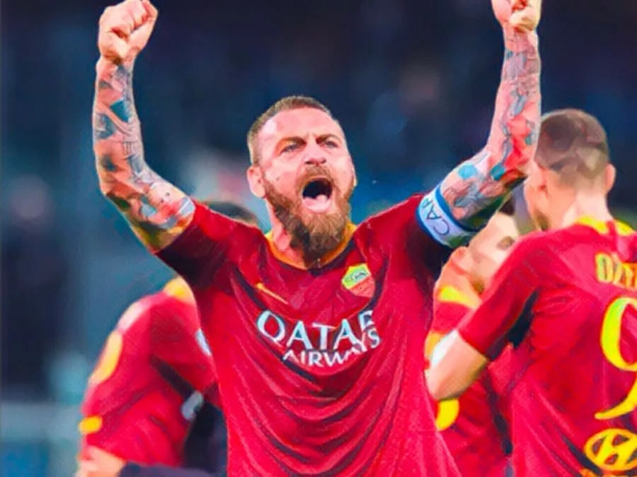 Daniele De Rossi esulta dopo il gol contro la Sampdoria al Marassi nel 2019