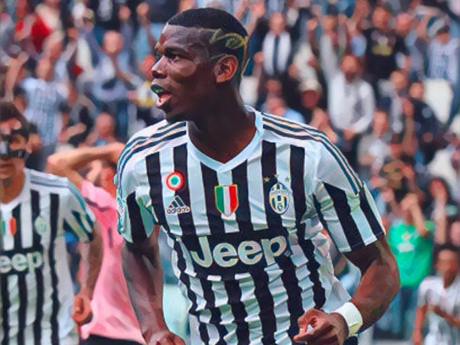 Paul Pogba esulta dopo il gol segnato al Palermo con la Juventus nel 2016