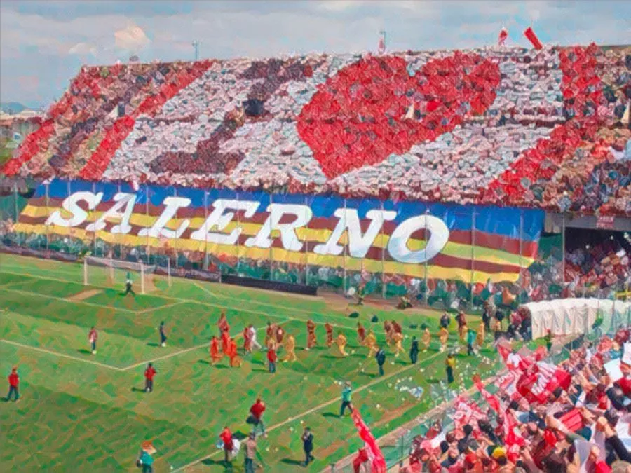 tifosi della Salernitana festeggiano la promozione in Serie B nel 2008
