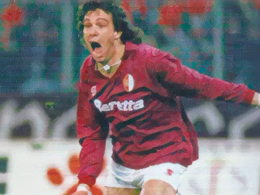 Esultanza di Walter Casagrande del Torino dopo il gol contro il Real Madrid nella semifinale di Coppa UEFA 1992