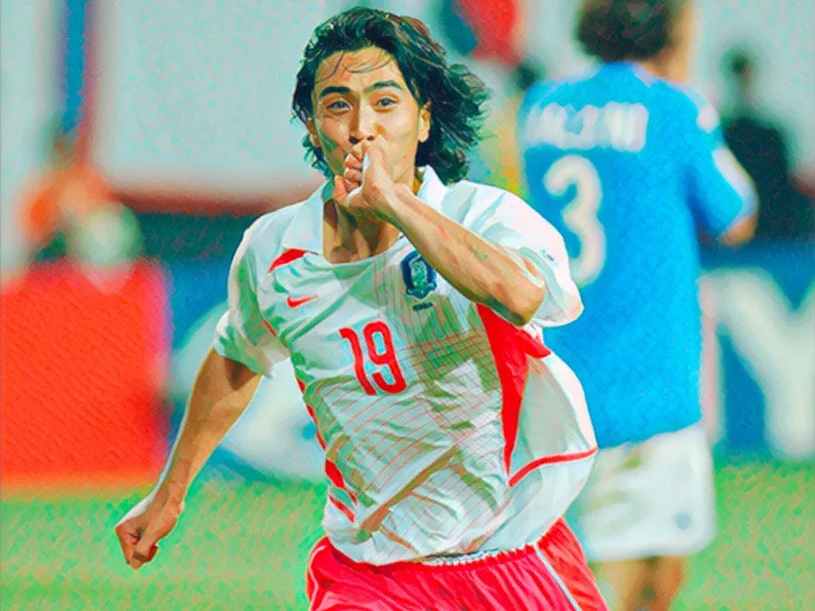 Ahn Jung-hwan esulta dopo il Golden Gol contro l’Italia ai Mondiali 2002