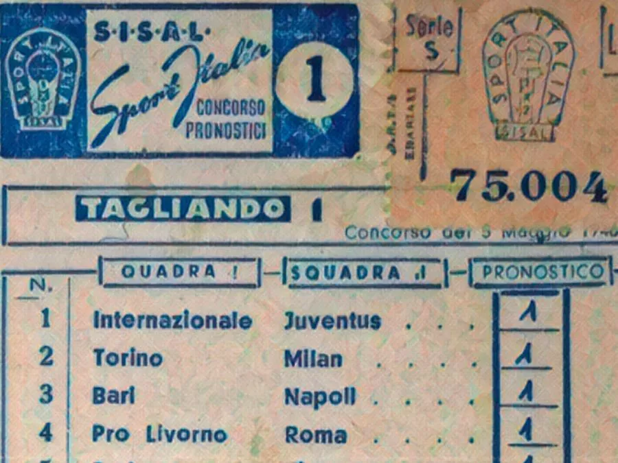 Una schedina Sisal del 1946 simbolo della nascita del Totocalcio in Italia