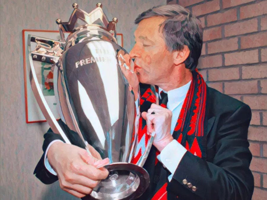 Sir Alex Ferguson del Manchester United festeggia la vittoria della Premier League 1993