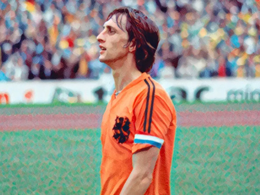 Il capitano dell'Olanda Johan Cruijff durante la finale dei Mondiali del 1974