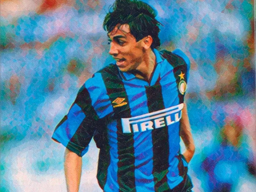 Sebastián Rambert con la maglia dell'Inter durante l'amichevole contro la Salernitana 1995