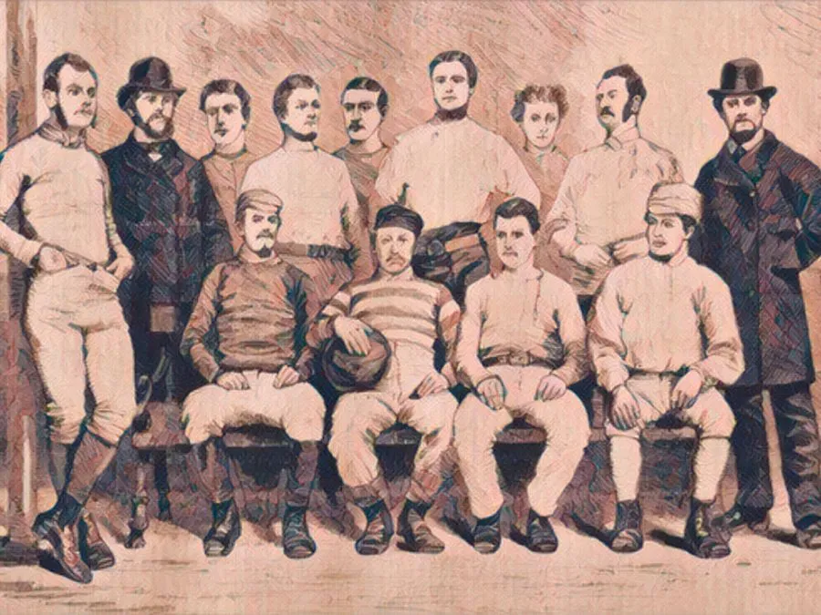 Illustrazione d'epoca della Freemasons' Tavern a Londra dove fu fondata la Football Association nel 1863